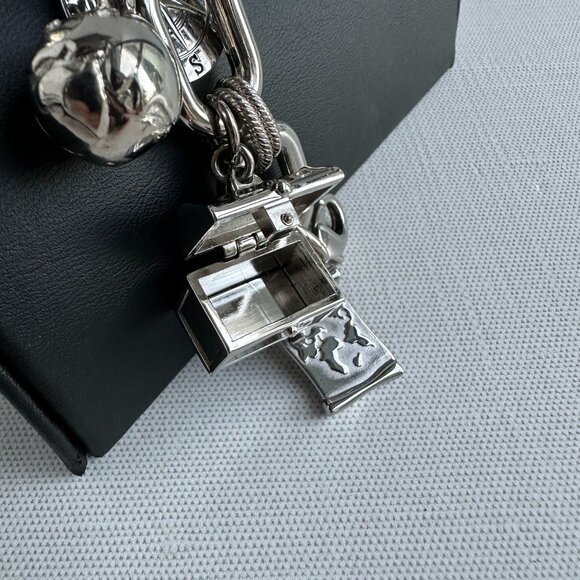 AZ II Charm Bracelet with Watch, Silver Tone, 7.5” + Extender NWT - Picture 11 of 16